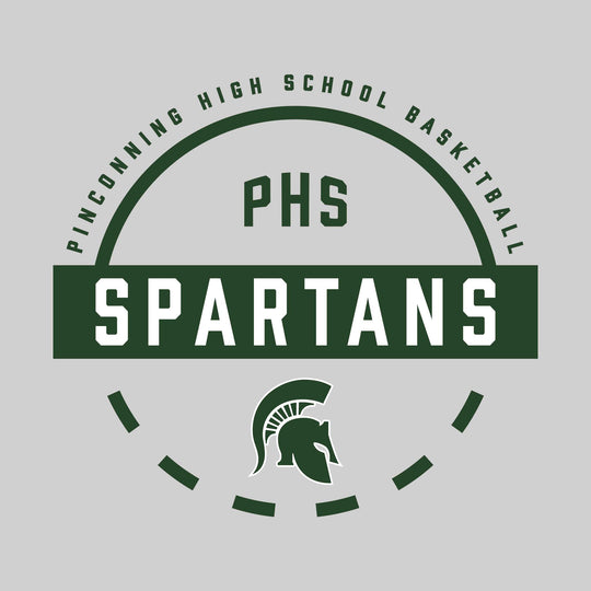 Pinconning Spartans - Basketball - Mascot Name with Free Throw Circle