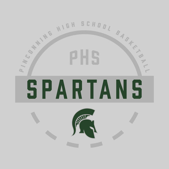 Pinconning Spartans - Basketball - Mascot Name with Free Throw Circle