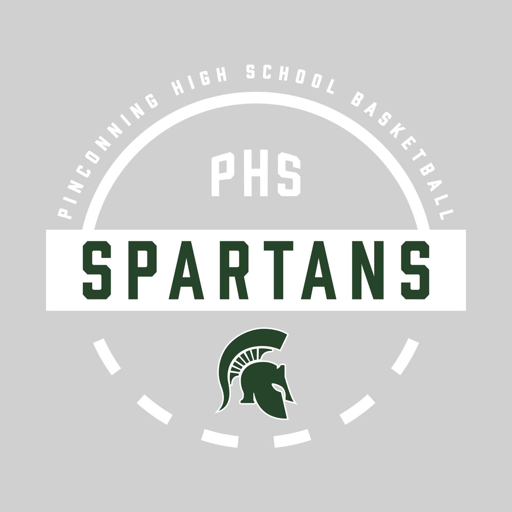 Pinconning Spartans - Basketball - Mascot Name with Free Throw Circle