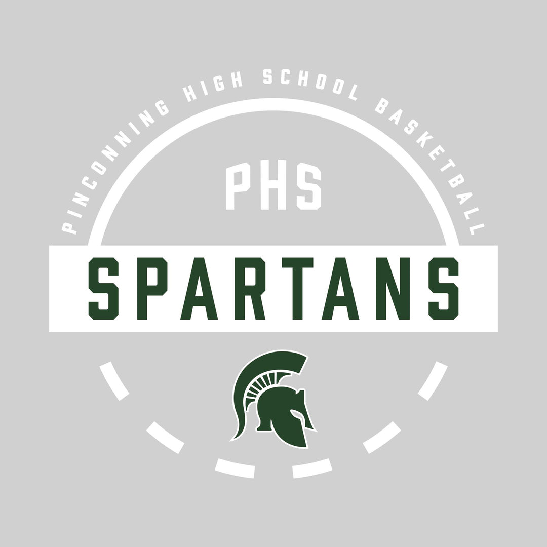 Pinconning Spartans - Basketball - Mascot Name with Free Throw Circle