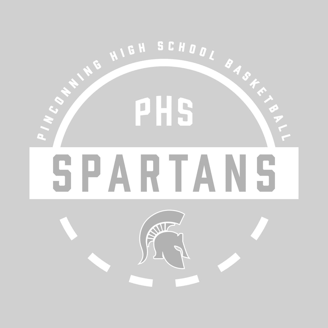 Pinconning Spartans - Basketball - Mascot Name with Free Throw Circle