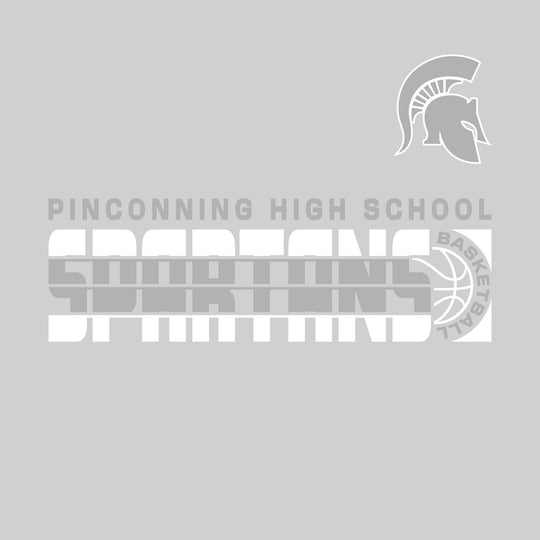 Pinconning Spartans - Basketball - Striped Mascot Name with Basketball Grooves