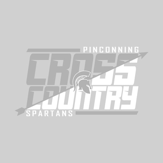 Pinconning Spartans - Cross Country - Split-Color School Name with Arrow & Mascot