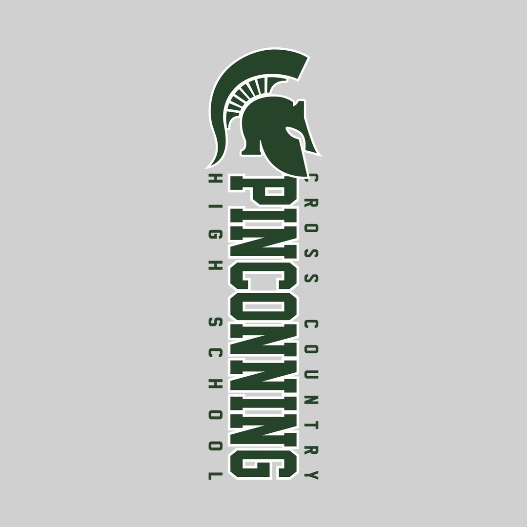 Pinconning Spartans - Cross Country - Vertical School Name with Upper Mascot