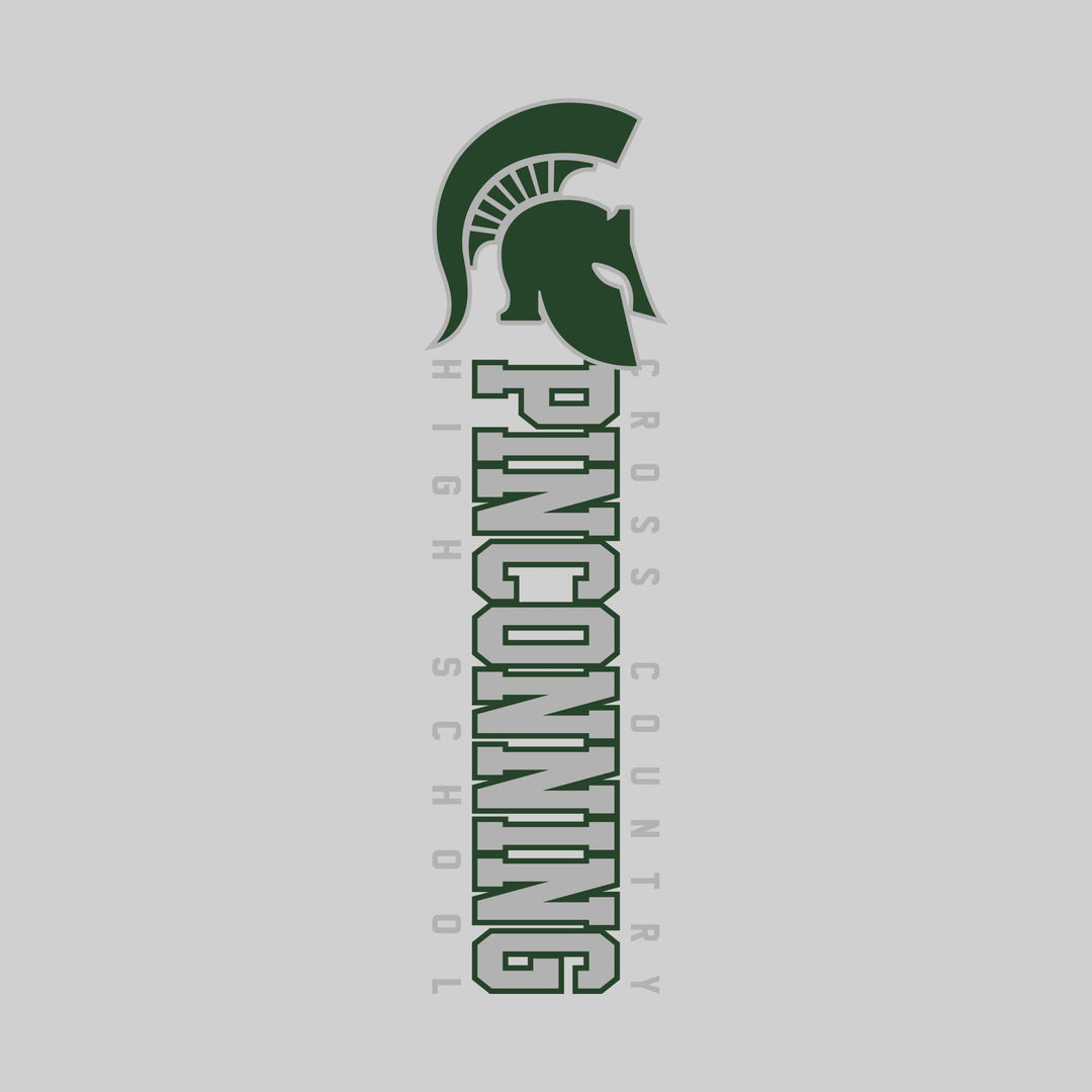 Pinconning Spartans - Cross Country - Vertical School Name with Upper Mascot