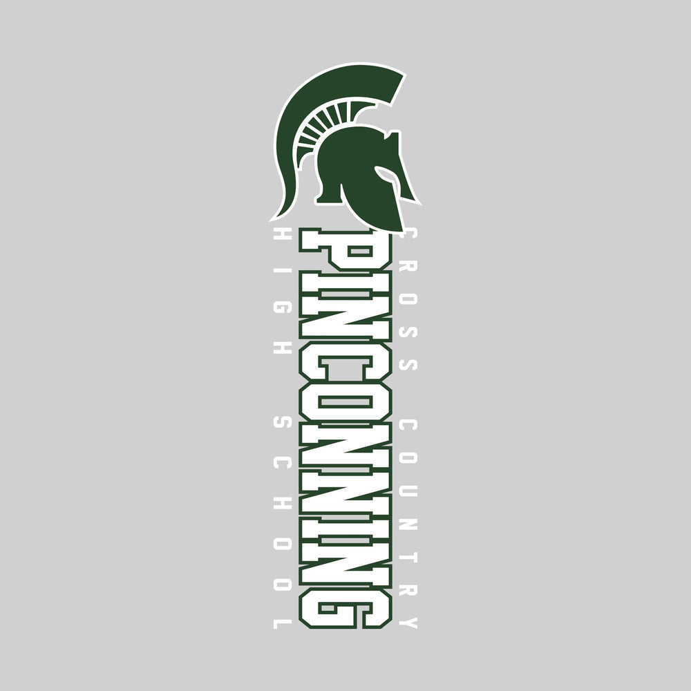 Pinconning Spartans - Cross Country - Vertical School Name with Upper Mascot