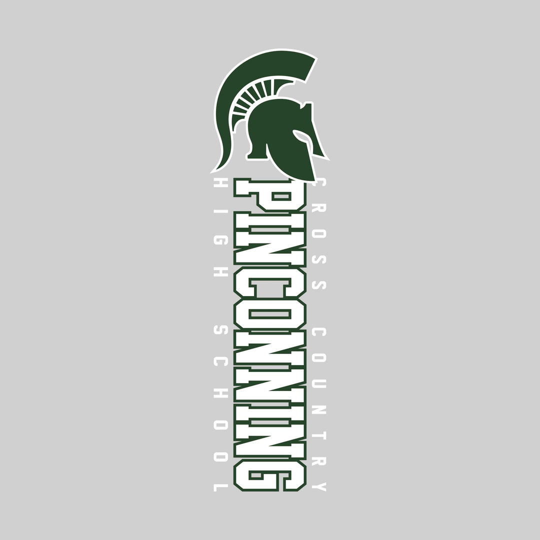 Pinconning Spartans - Cross Country - Vertical School Name with Upper Mascot