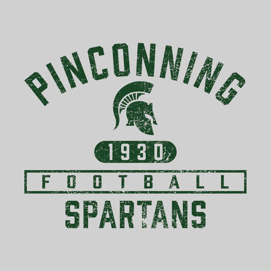 Pinconning Spartans - Football - Arched School Name over Mascot and Established Year