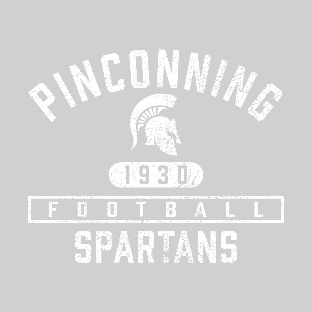 Pinconning Spartans - Football - Arched School Name over Mascot and Established Year