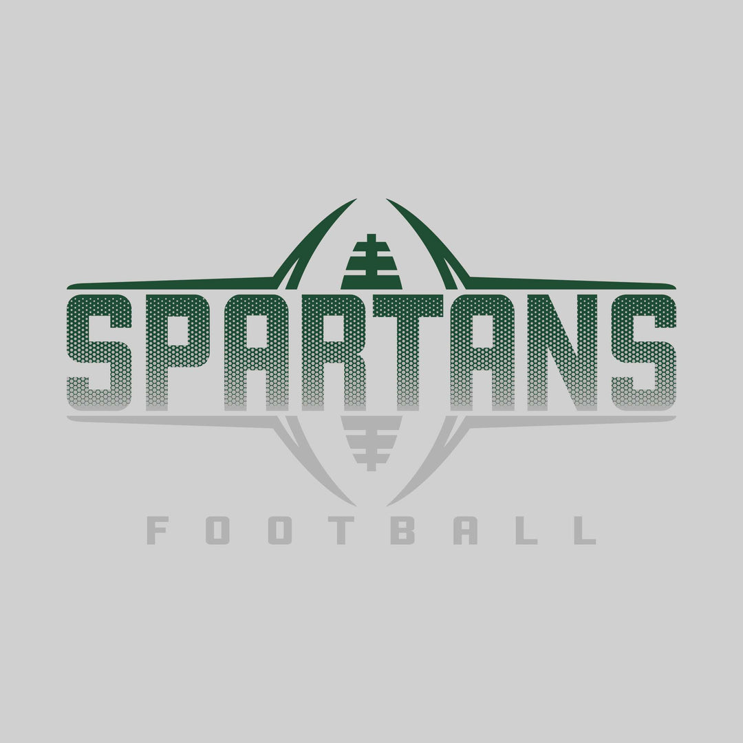 Pinconning Spartans - Football - Football Shape Bracketing Mascot Name with Hex Pattern