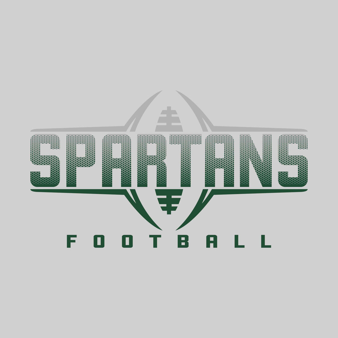 Pinconning Spartans - Football - Football Shape Bracketing Mascot Name with Hex Pattern