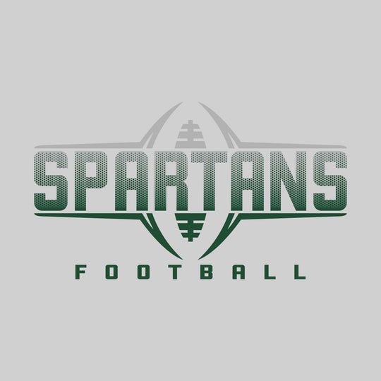 Pinconning Spartans - Football - Football Shape Bracketing Mascot Name with Hex Pattern