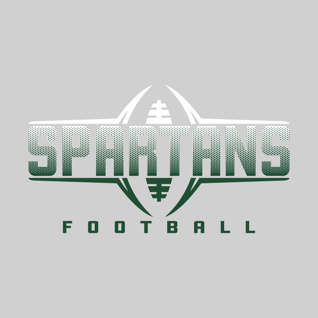 Pinconning Spartans - Football - Football Shape Bracketing Mascot Name with Hex Pattern