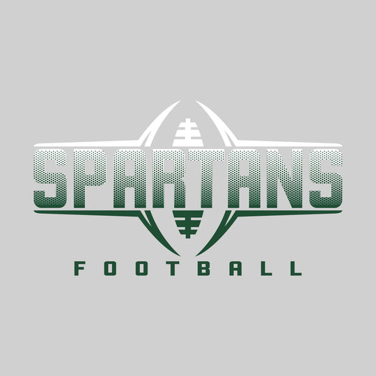 Pinconning Spartans - Football - Football Shape Bracketing Mascot Name with Hex Pattern
