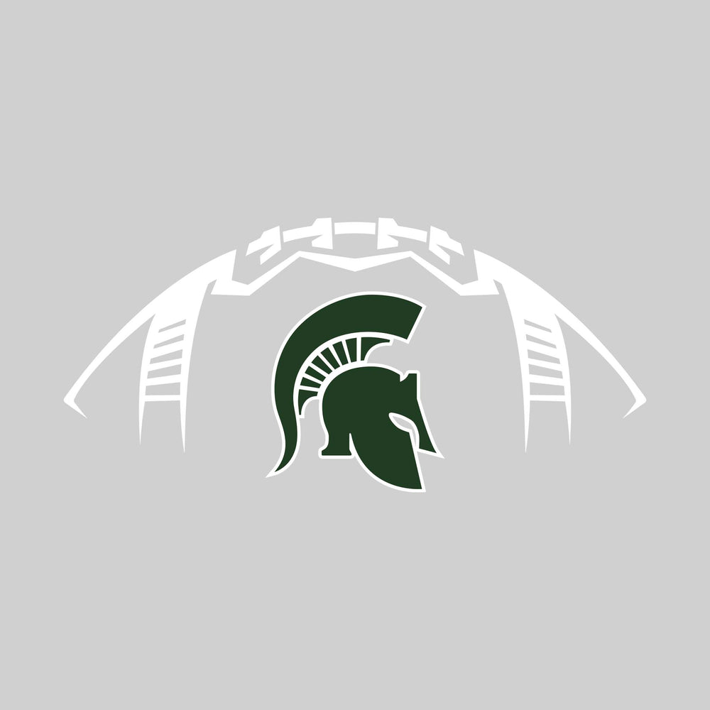 Pinconning Spartans - Football - Football Shape Outline with Center Mascot