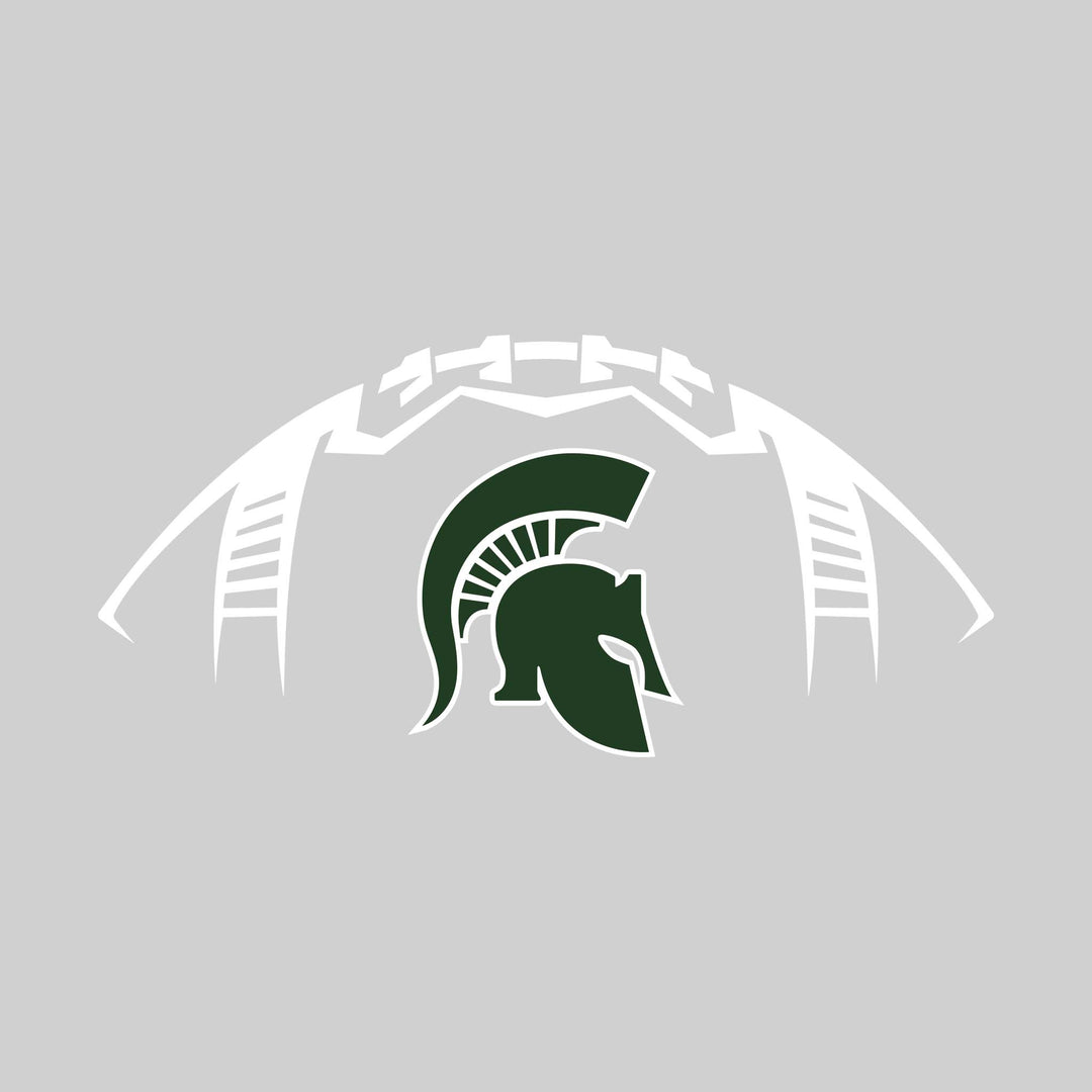 Pinconning Spartans - Football - Football Shape Outline with Center Mascot