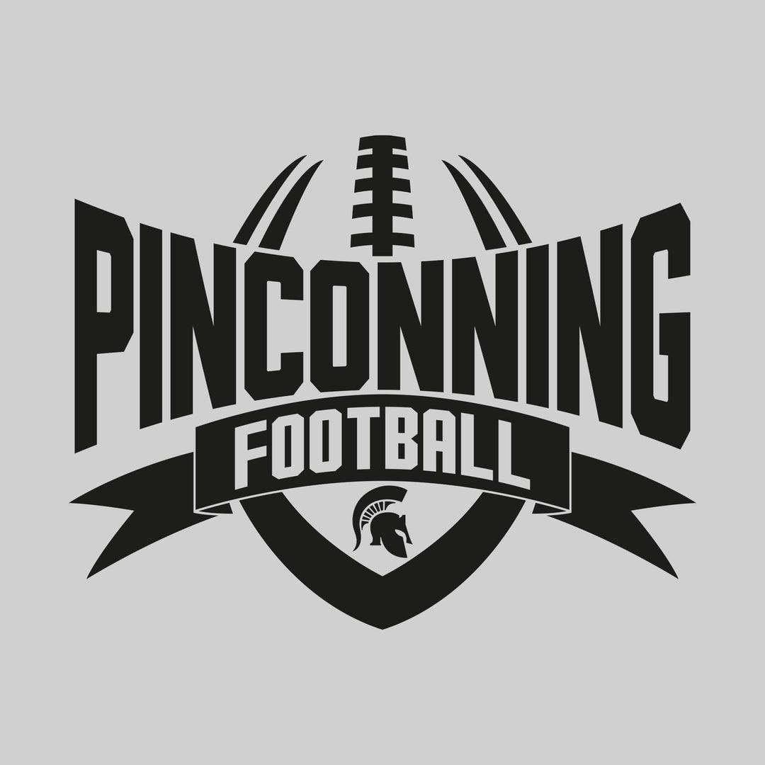 Pinconning Spartans - Football - School Name with Football Shape and Banner