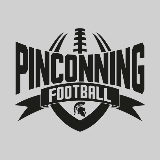 Pinconning Spartans - Football - School Name with Football Shape and Banner
