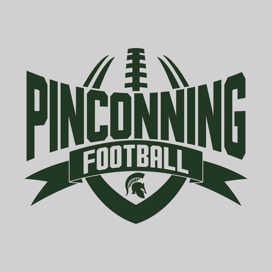Pinconning Spartans - Football - School Name with Football Shape and Banner