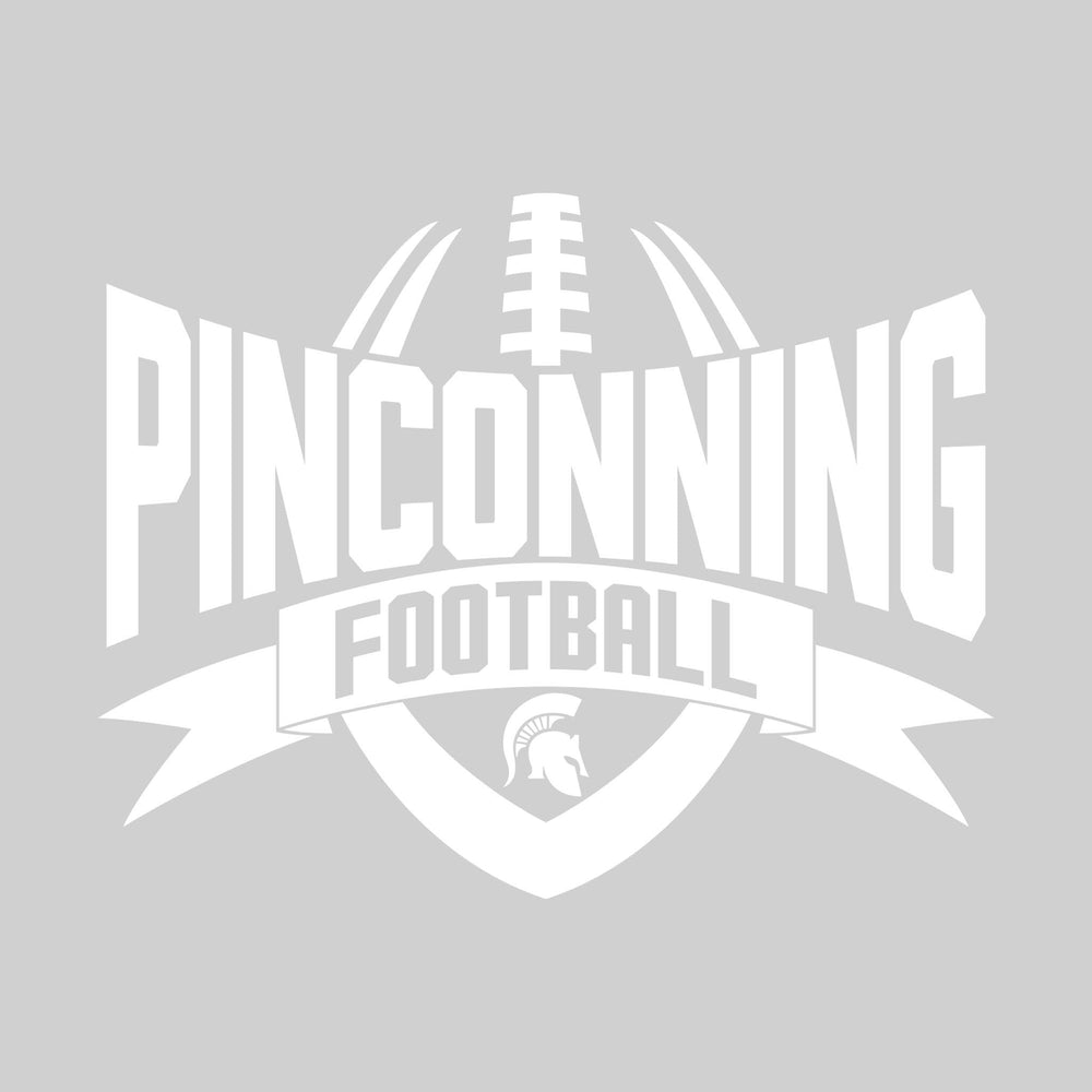 Pinconning Spartans - Football - School Name with Football Shape and Banner