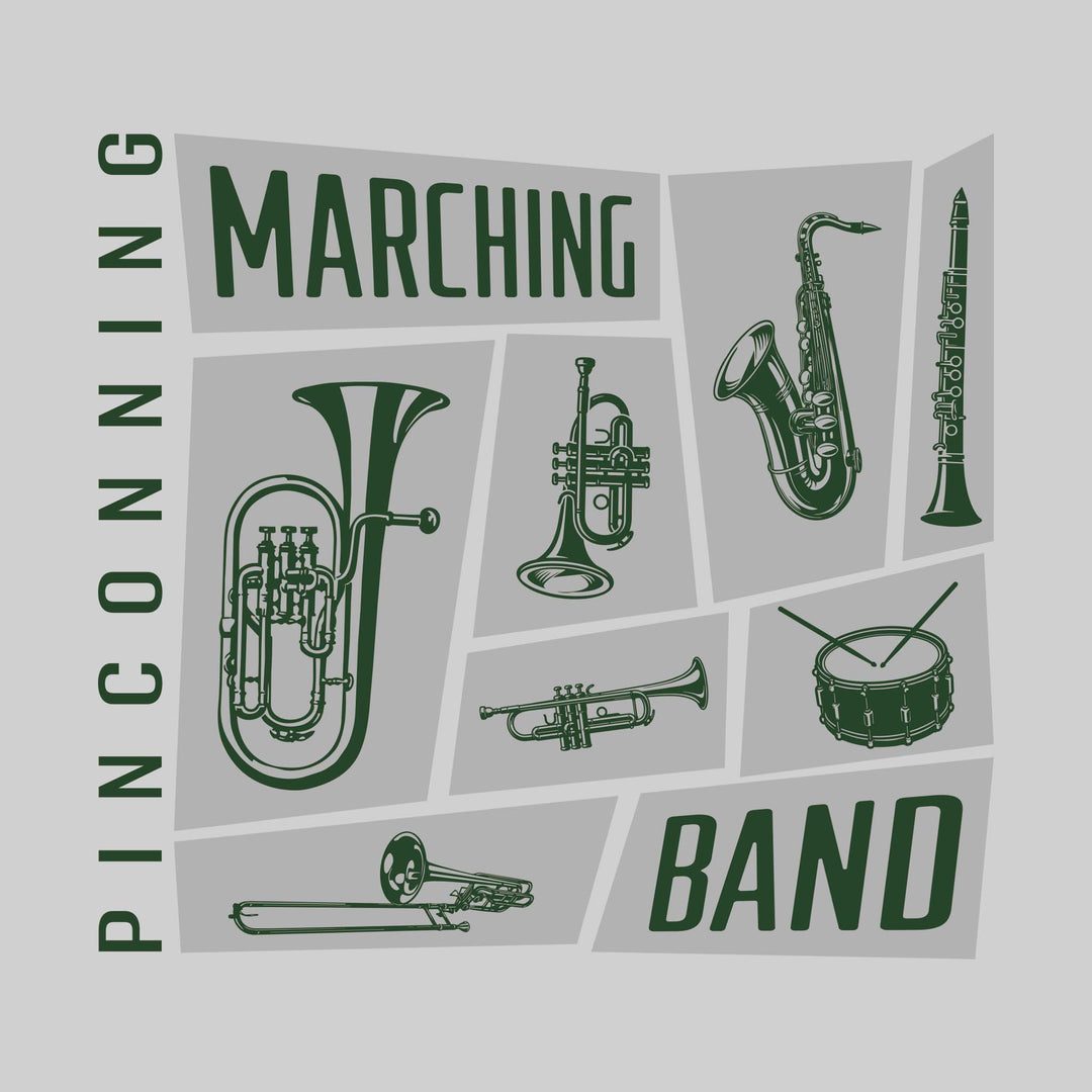 Pinconning Spartans - Marching Band - Instrument Collage with School Name