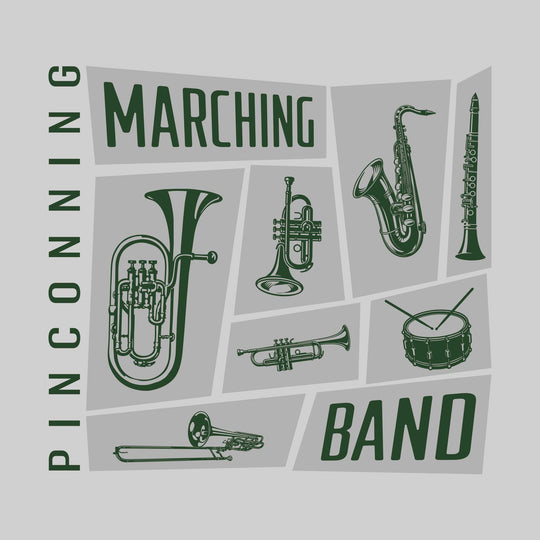 Pinconning Spartans - Marching Band - Instrument Collage with School Name