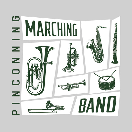 Pinconning Spartans - Marching Band - Instrument Collage with School Name