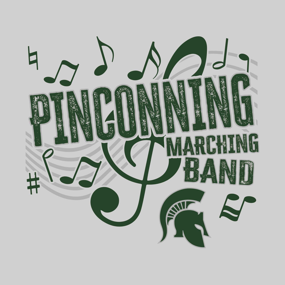 Pinconning Spartans - Marching Band - School Name with Treble Clef &amp; Music Notes