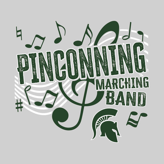 Pinconning Spartans - Marching Band - School Name with Treble Clef &amp; Music Notes