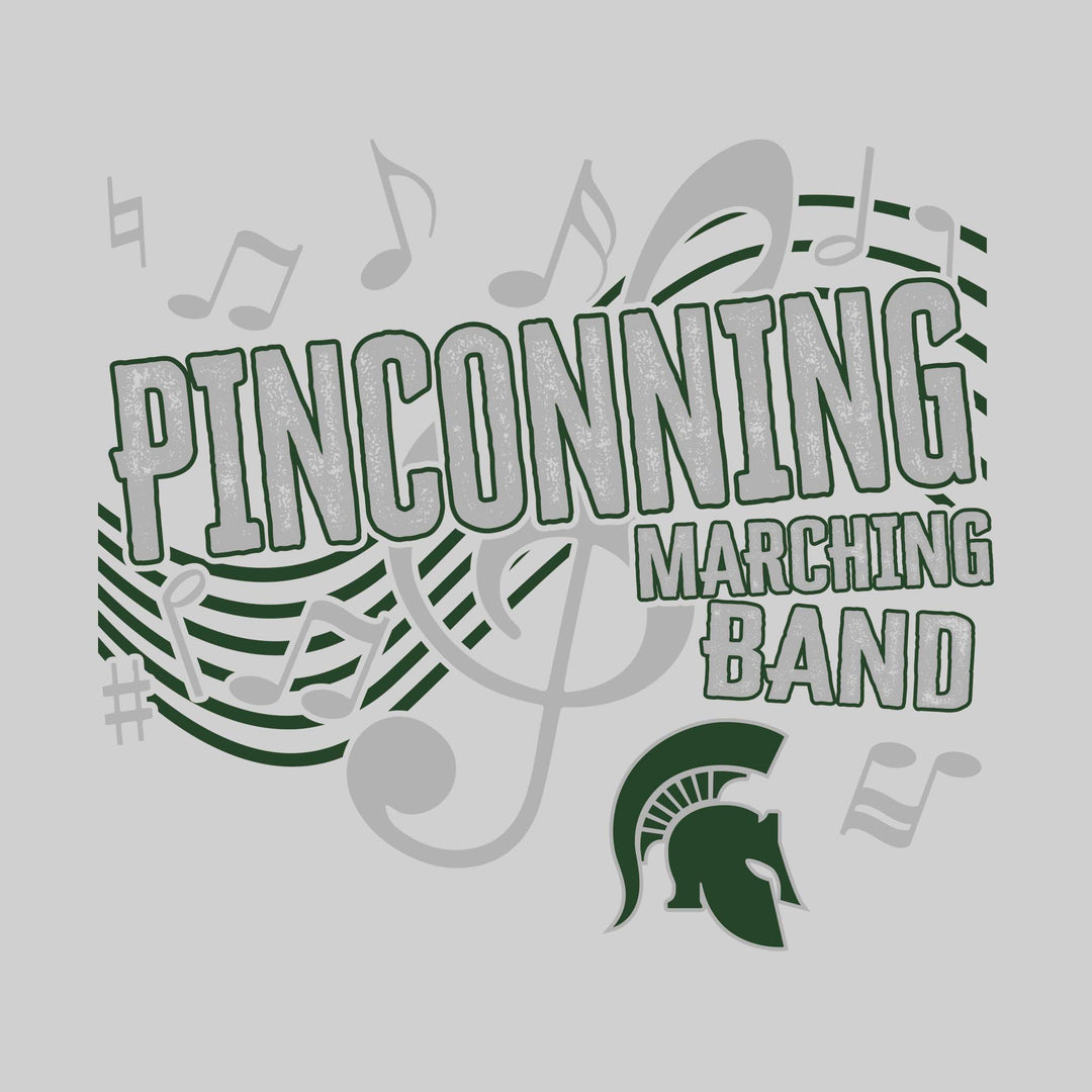 Pinconning Spartans - Marching Band - School Name with Treble Clef &amp; Music Notes