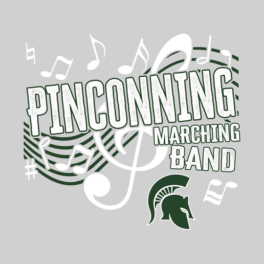 Pinconning Spartans - Marching Band - School Name with Treble Clef &amp; Music Notes
