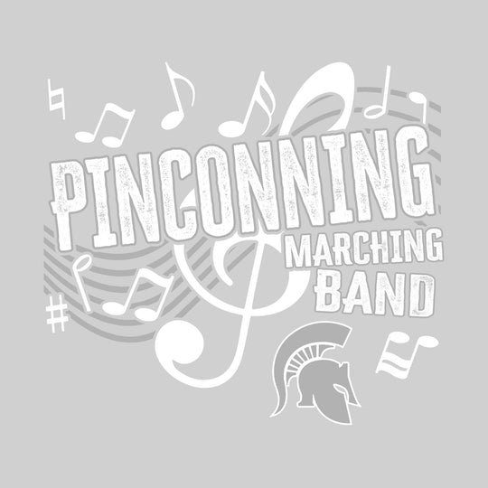 Pinconning Spartans - Marching Band - School Name with Treble Clef &amp; Music Notes