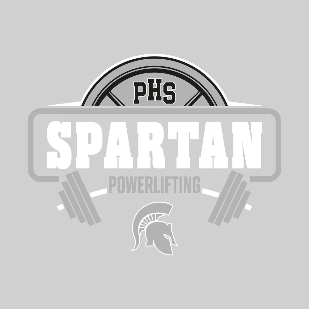 Pinconning Spartans - Powerlifting - Weight Plate with Mascot Name and Bent Barbell