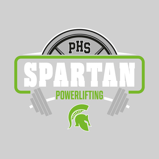 Pinconning Spartans - Powerlifting - Weight Plate with Mascot Name and Bent Barbell