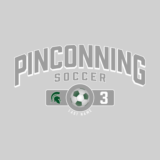 Pinconning Spartans - Soccer - Arched School Name Over Mascot Name & Number