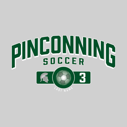 Pinconning Spartans - Soccer - Arched School Name Over Mascot Name & Number