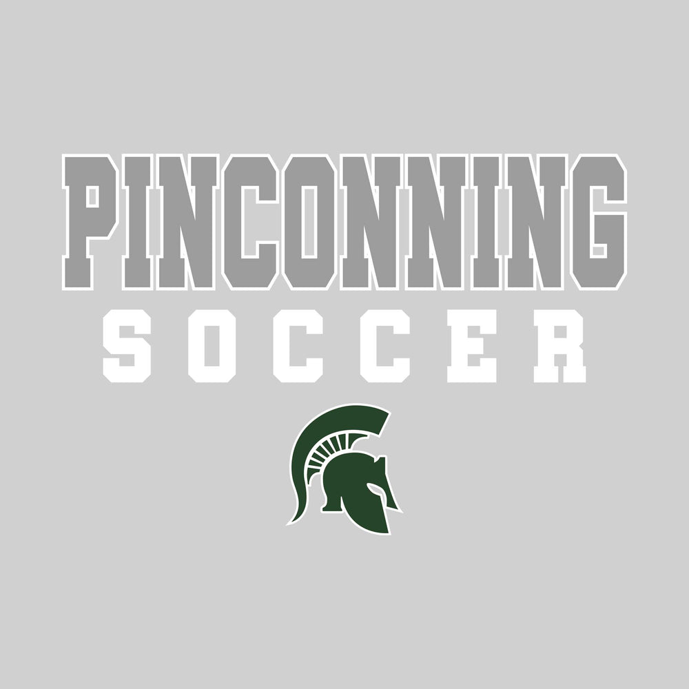 Pinconning Spartans - Soccer - Outlined School Name with Soccer & Mascot