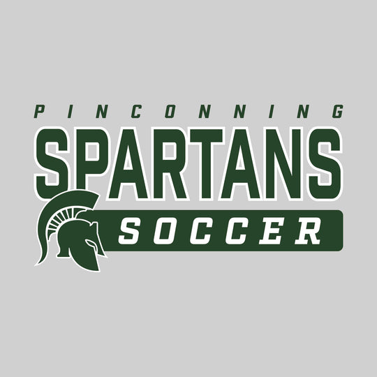 Pinconning Spartans - Soccer - Outlined Mascot Name with Mascot &amp; Soccer