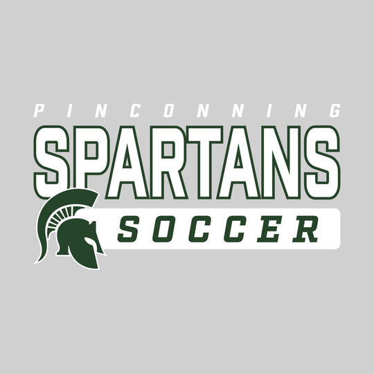 Pinconning Spartans - Soccer - Outlined Mascot Name with Mascot &amp; Soccer