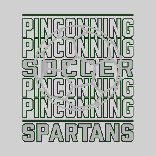 Pinconning Spartans - Soccer - Repeated School Name with Soccer Ball Outline