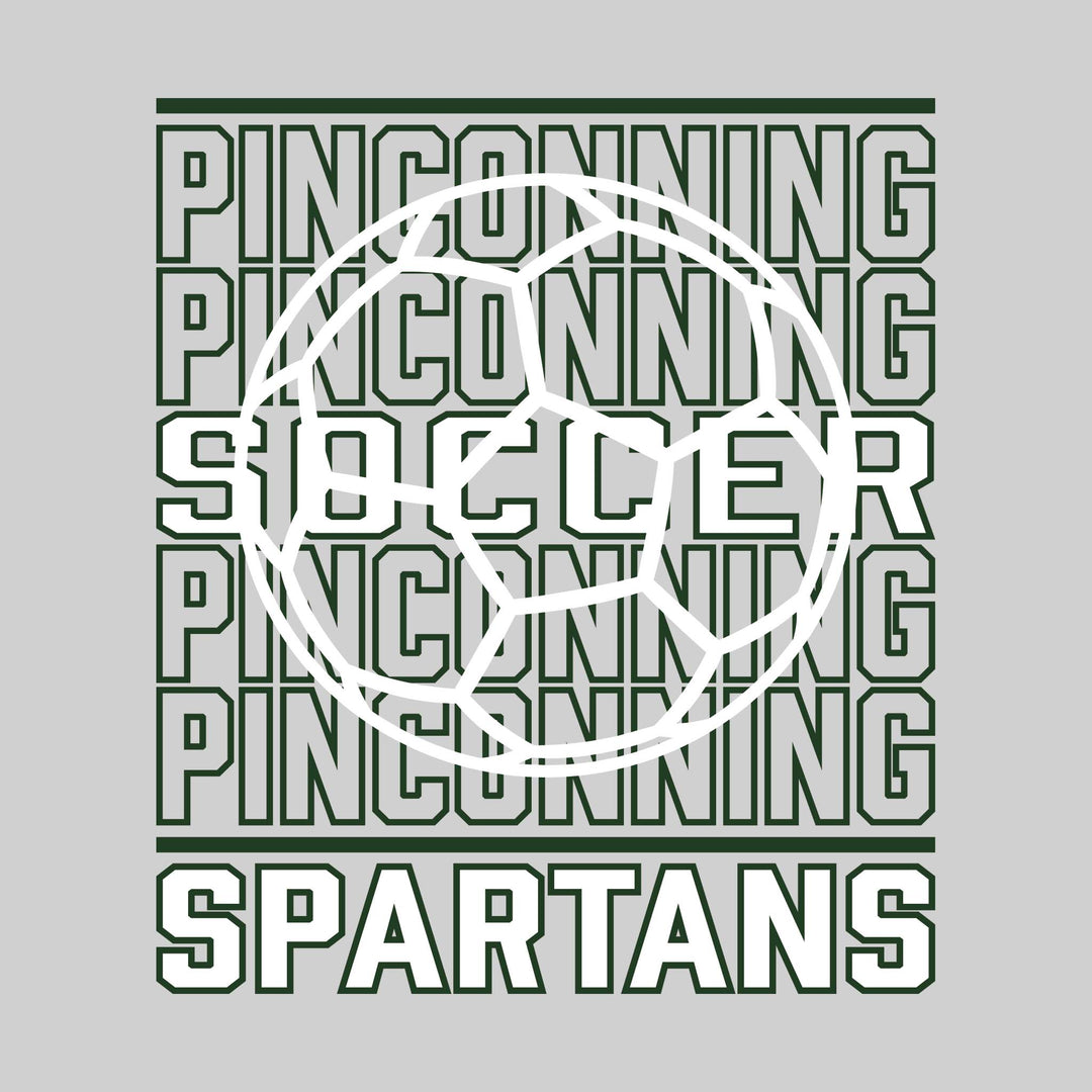 Pinconning Spartans - Soccer - Repeated School Name with Soccer Ball Outline