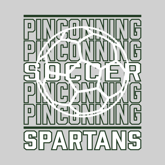 Pinconning Spartans - Soccer - Repeated School Name with Soccer Ball Outline