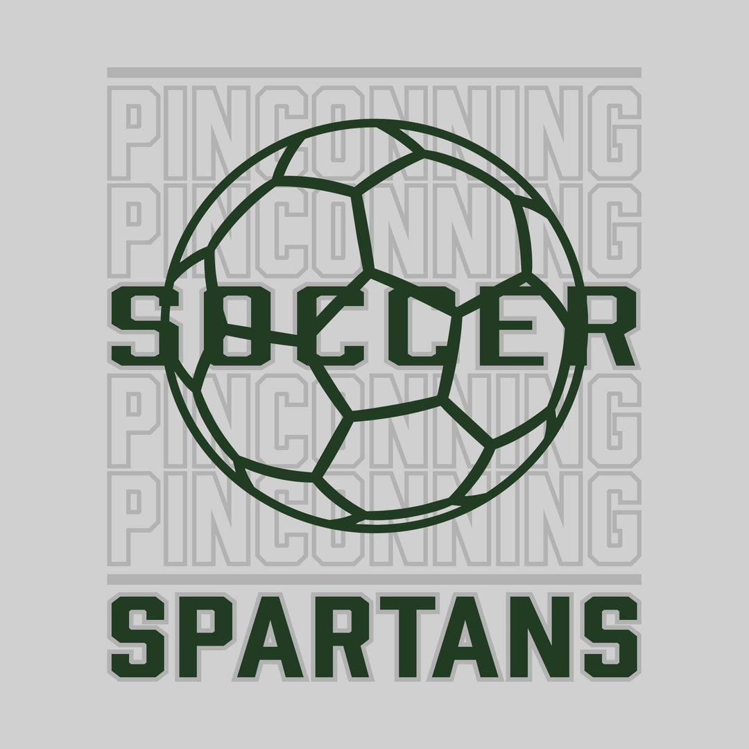 Pinconning Spartans - Soccer - Repeated School Name with Soccer Ball Outline