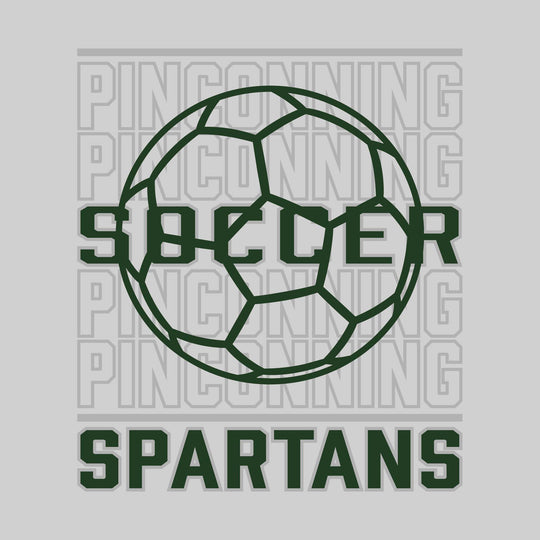 Pinconning Spartans - Soccer - Repeated School Name with Soccer Ball Outline