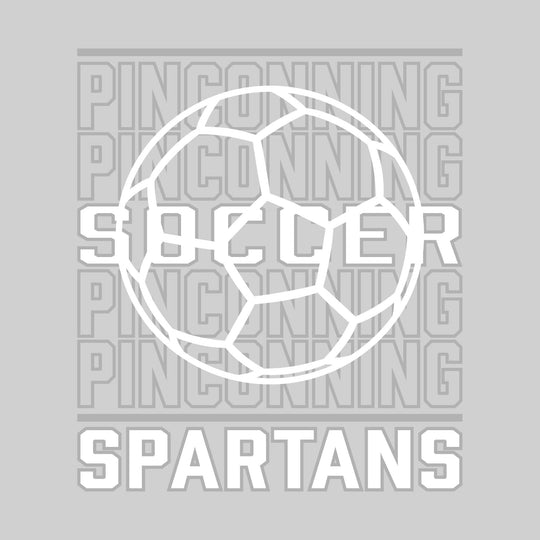 Pinconning Spartans - Soccer - Repeated School Name with Soccer Ball Outline