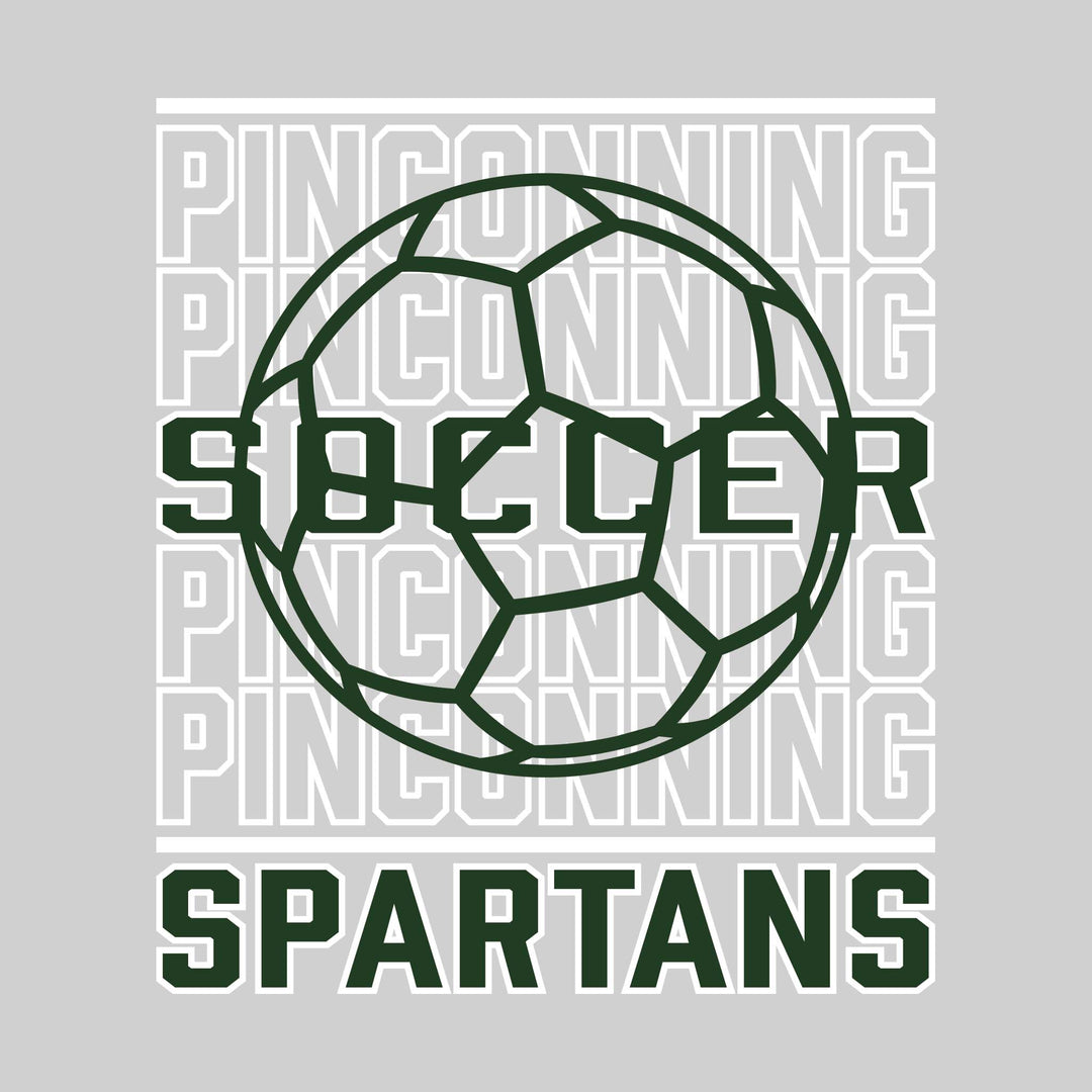 Pinconning Spartans - Soccer - Repeated School Name with Soccer Ball Outline