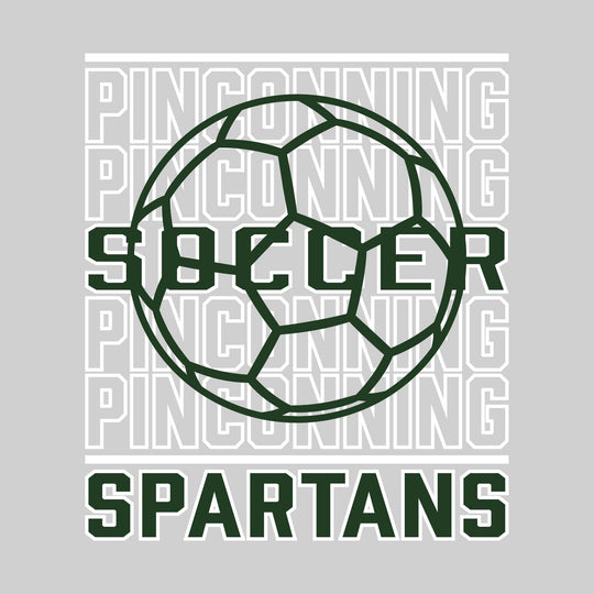 Pinconning Spartans - Soccer - Repeated School Name with Soccer Ball Outline