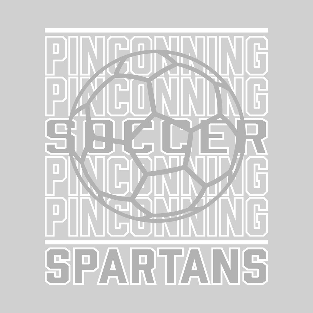 Pinconning Spartans - Soccer - Repeated School Name with Soccer Ball Outline