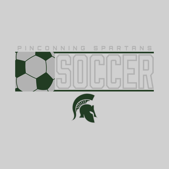 Pinconning Spartans - Soccer - School Name with Squared Soccer Ball &amp; Mascot