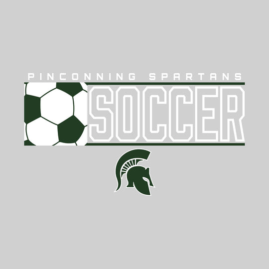 Pinconning Spartans - Soccer - School Name with Squared Soccer Ball &amp; Mascot